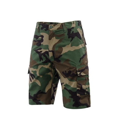 คุณภาพ  Woven Military Men Tactical Short Pants OEM Waterproof Woodland Camo โรงงาน