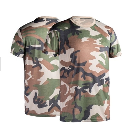 ผ้าฝ้าย 100% ทหาร ยุทธวิธีสวม Ripstop Camo Army T Shirt