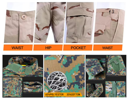 ชายฝึกซ้อมแท็กติก Track กางเกงกลางแจ้ง Kneepads Camo ชุดทํางานตามสั่ง กางเกงยาว