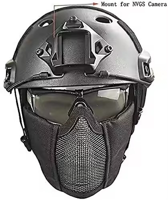 หมวกรุกกลยุทธ์รวมกันกับการป้องกันหูแบบพับได้ ครึ่งใบหน้า Mesh Mask และ Glass Set