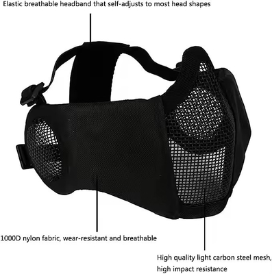 หมวกรุกกลยุทธ์รวมกันกับการป้องกันหูแบบพับได้ ครึ่งใบหน้า Mesh Mask และ Glass Set
