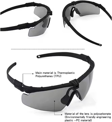 หมวกรุกกลยุทธ์รวมกันกับการป้องกันหูแบบพับได้ ครึ่งใบหน้า Mesh Mask และ Glass Set