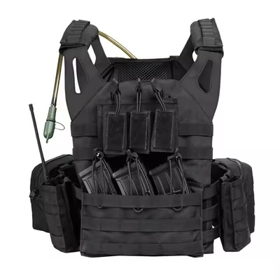 สีดําหนังไหล่ Molle กระเป๋าสะพายแผ่นการฝึกอบรมผู้ถือ เสื้อแท็กติกกับถุงน้ํา