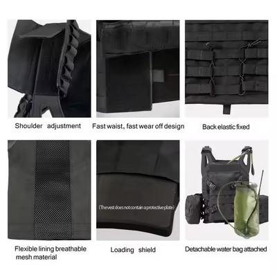 สีดําหนังไหล่ Molle กระเป๋าสะพายแผ่นการฝึกอบรมผู้ถือ เสื้อแท็กติกกับถุงน้ํา